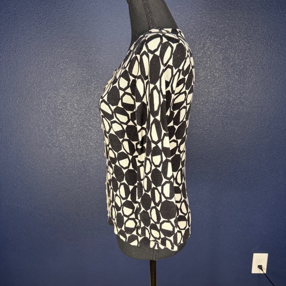 Y2K Merona Black and White Geometric Print Cardigan, Size XS - Picture 3 of 8